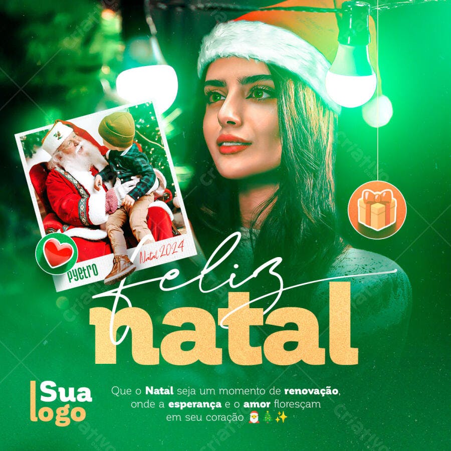 Flyer Feliz Natal com Mulher e Papai Noel PSD Editável