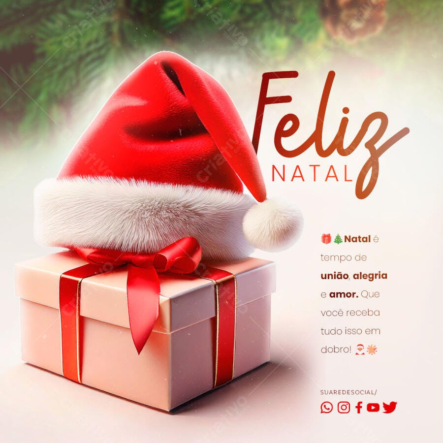 Post para Redes Sociais Feliz Natal PSD Editável