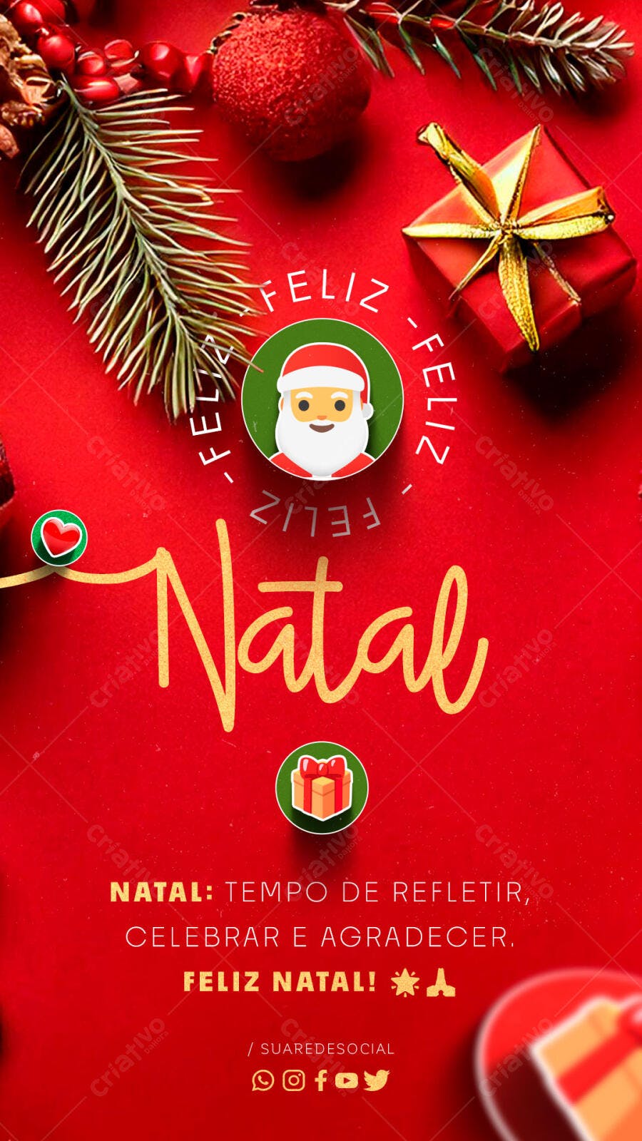 Post de Natal Vermelho Papai Noel PSD Editável
