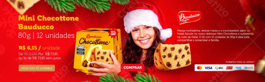 Post Redes Sociais Promoção Chocottone Bauducco Natal PSD Editável