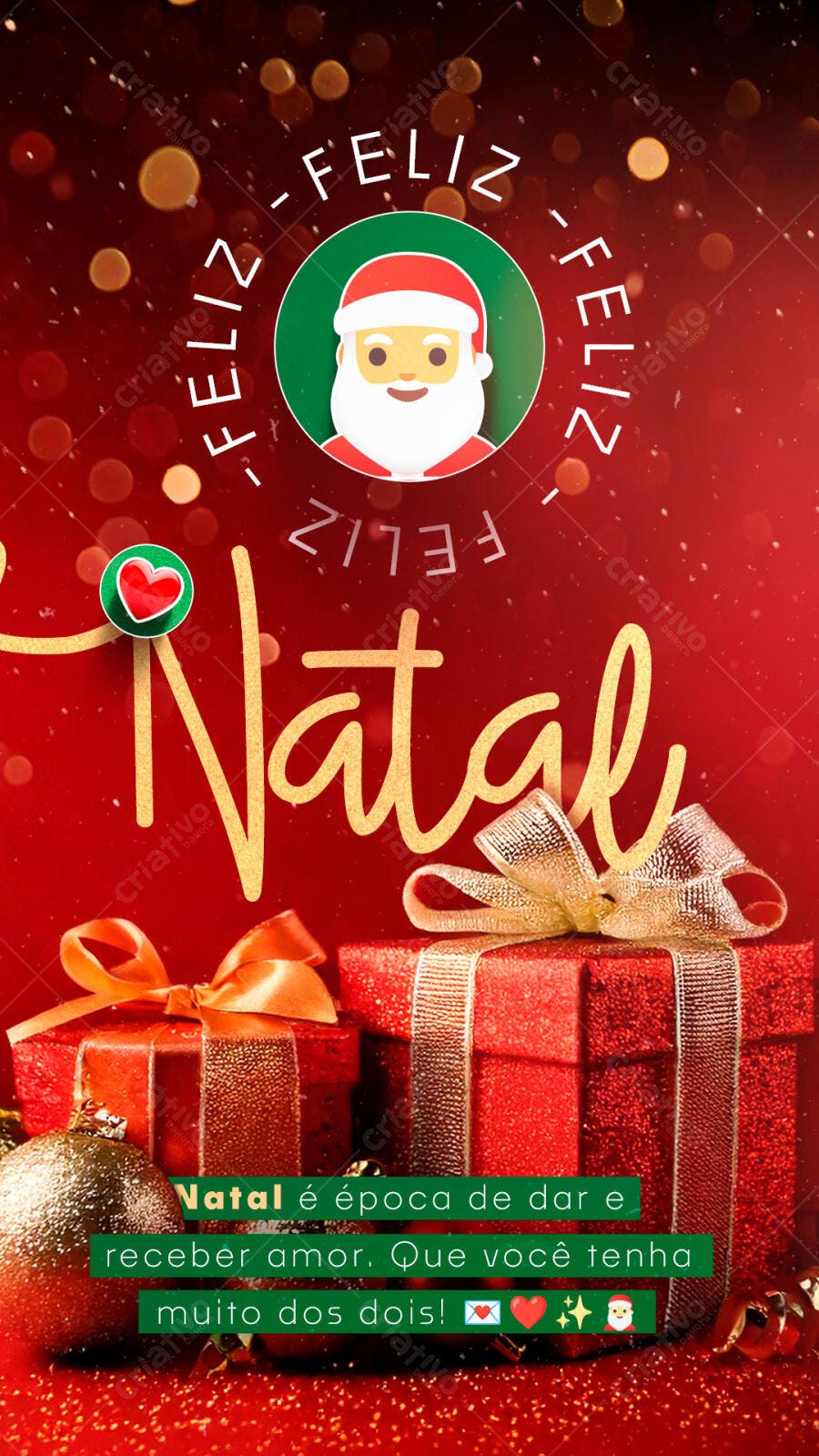 Post de Natal Feliz Natal com Papai Noel e Presentes PSD Editável