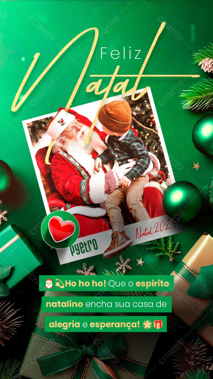 Post para Redes Sociais para Natal Papai Noel e Criança PSD Editável