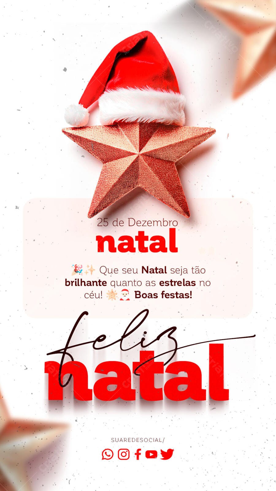 Post para Redes Sociais Natal Gorro Papai Noel Estrela Vermelha PSD Editável