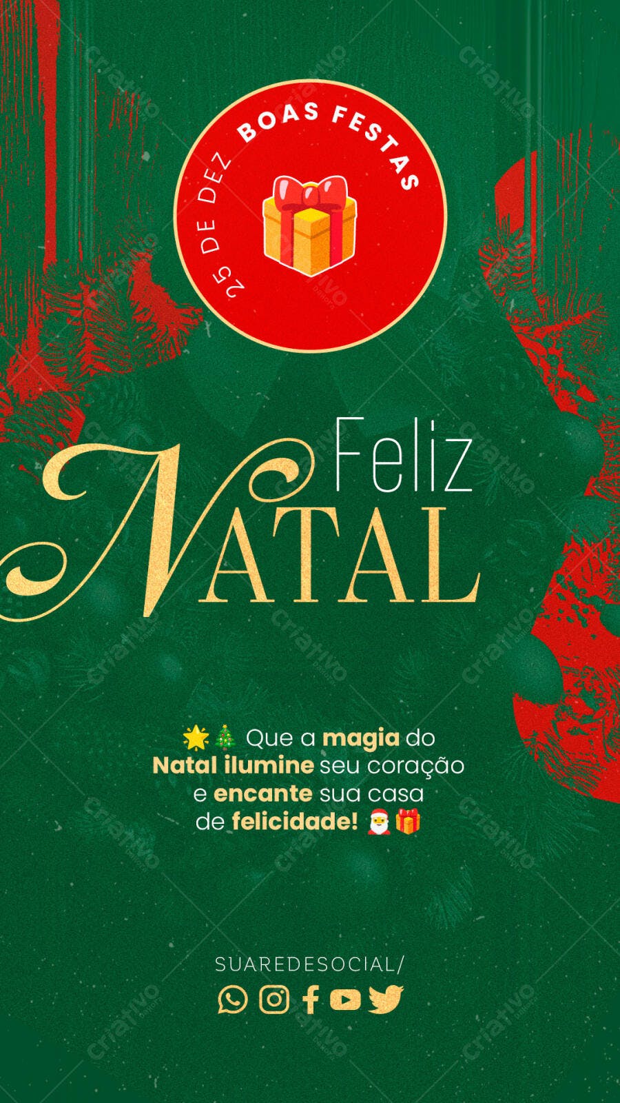 Flyer Boas Festas e Feliz Natal Presente 25 Dezembro PSD Editável