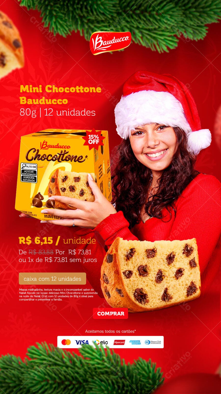 Social Media Post Chocottone Bauducco Natalino PSD Editável