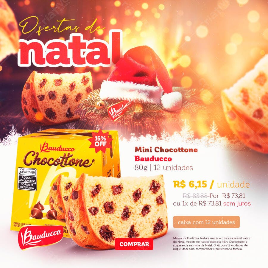 Flyer Ofertas de Natal Chocottone Bauducco PSD Editável