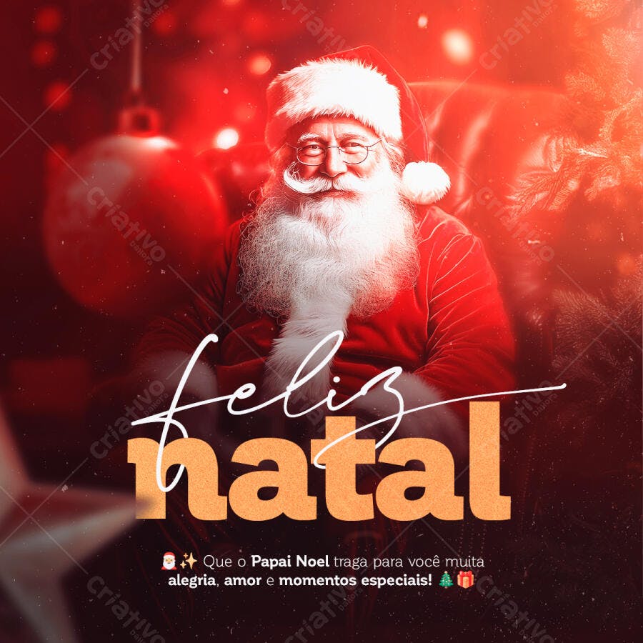 Flyer Feliz Natal com Papai Noel PSD Editável