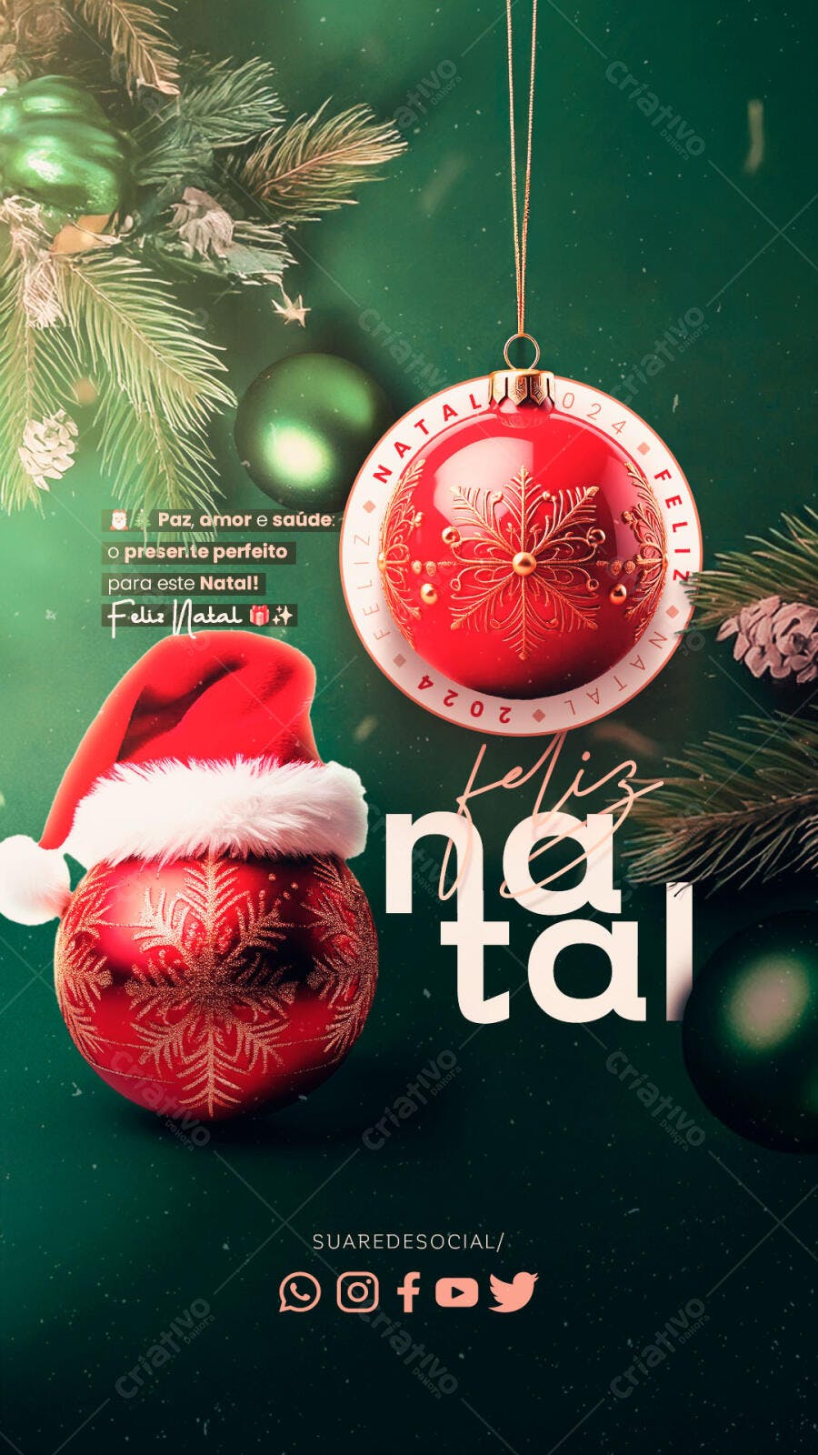 Flyer de Natal Feliz Natal 2024 PSD Editável
