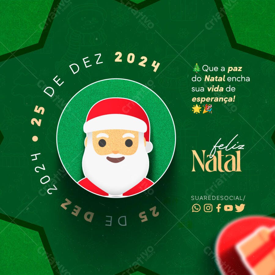 Post para Rede Social Feliz Natal 2024 PSD Editável