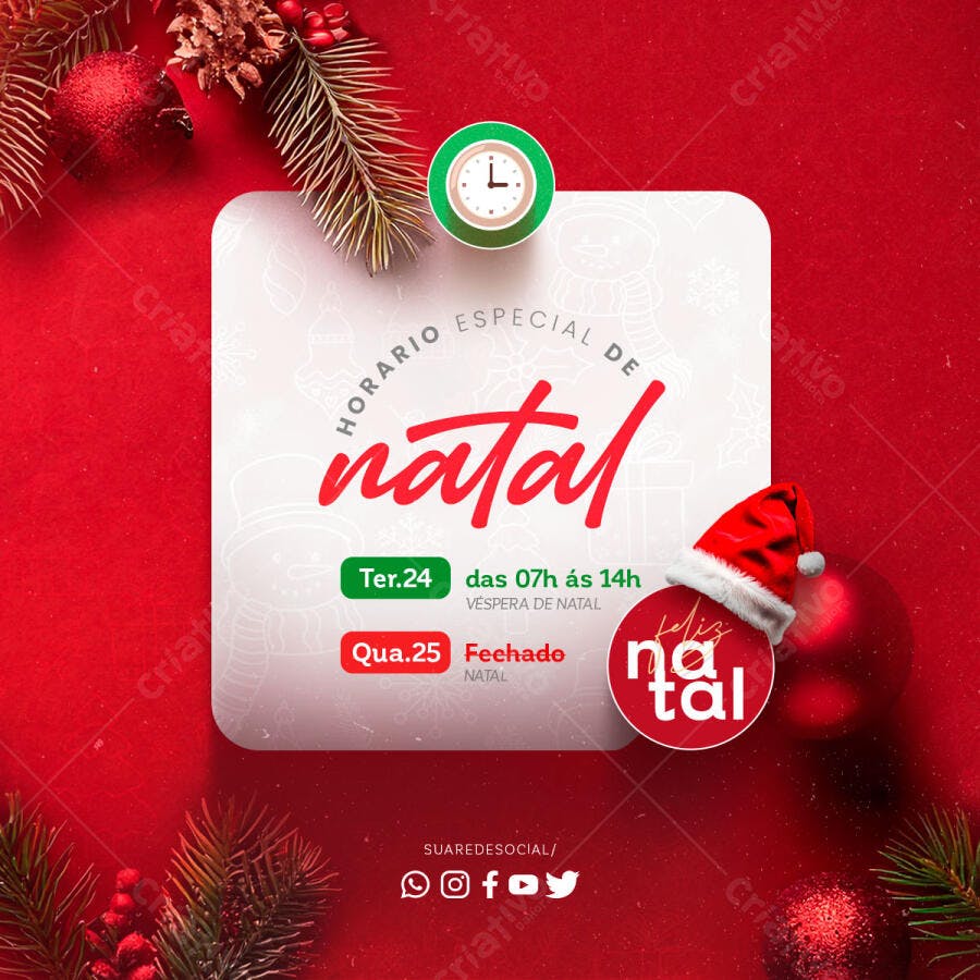 Flyer Horário Especial de Natal PSD Editável