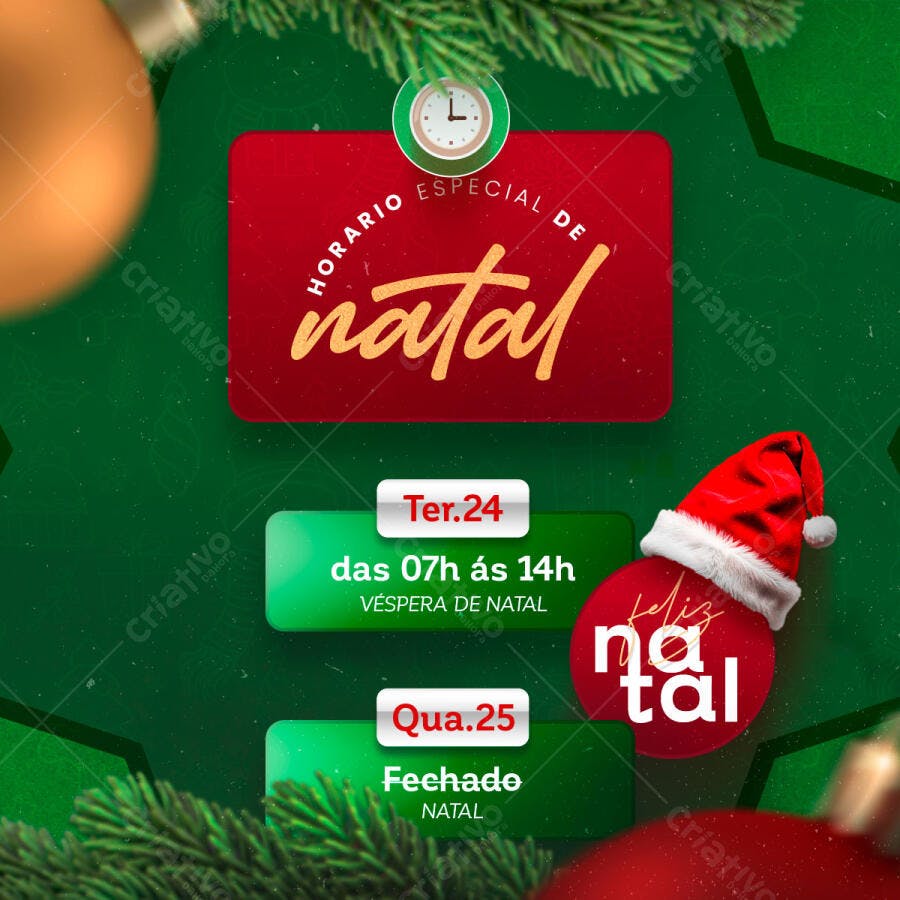 Flyer Horário Especial de Natal PSD Editável