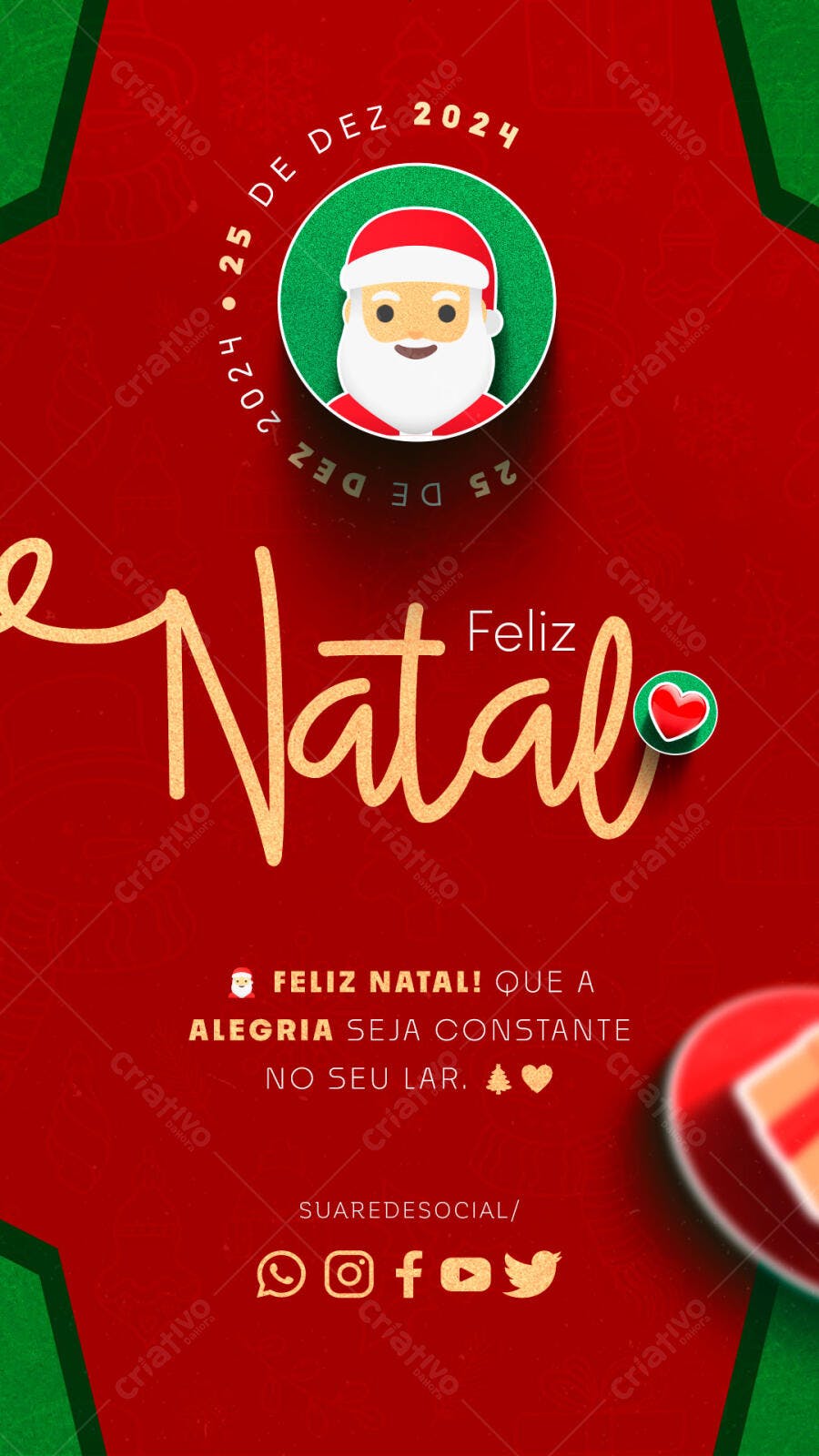 Post para Redes Sociais Feliz Natal Papai Noel Ilustrado PSD Editável