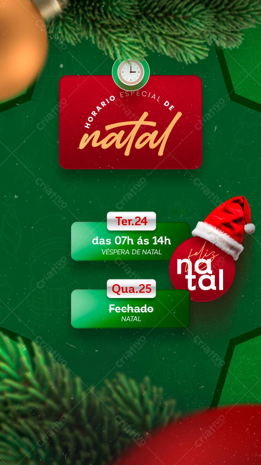 Flyer de Horário Especial de Natal PSD Editável