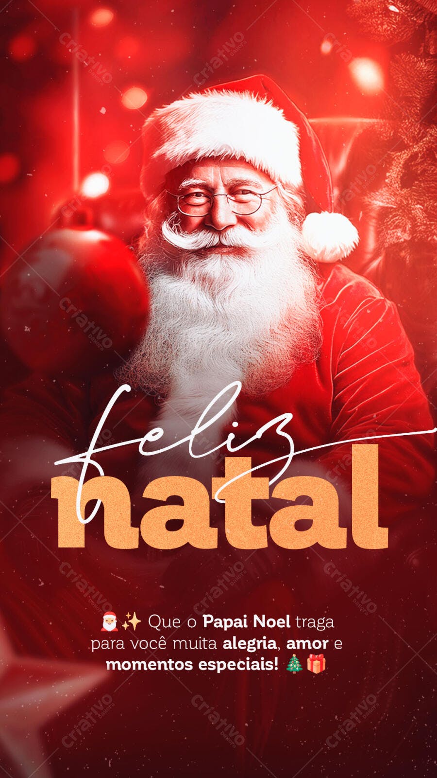 Post de Instagram Feliz Natal Papai Noel Sorrindo PSD Editável