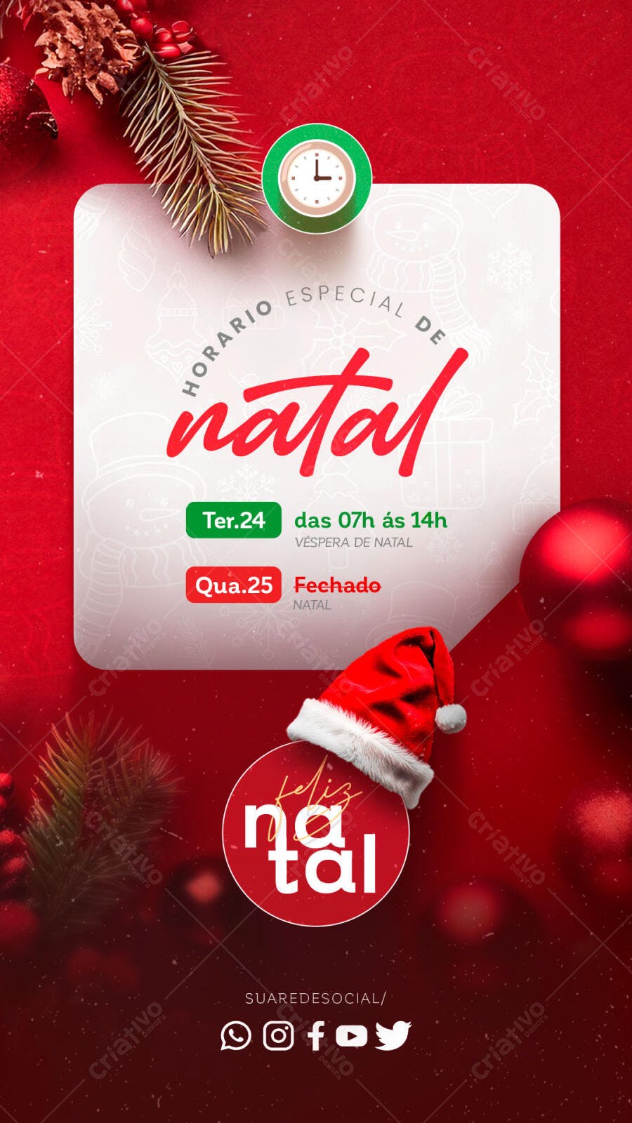 Flyer Horário Especial de Natal PSD Editável