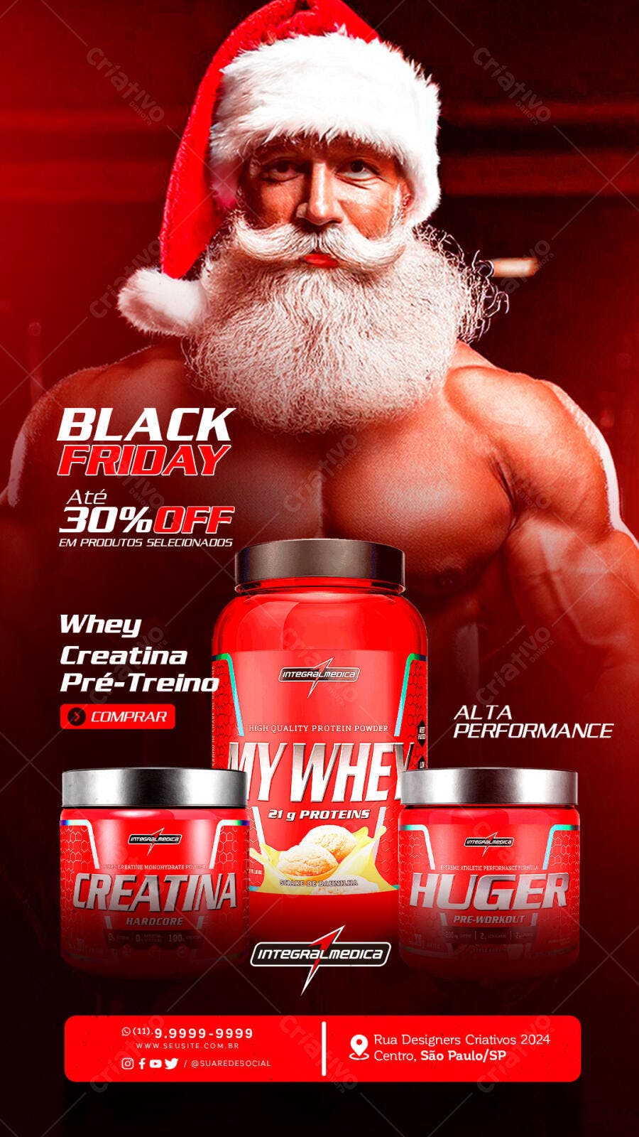 Flyer Black Friday Suplementos Fitness PSD Editável