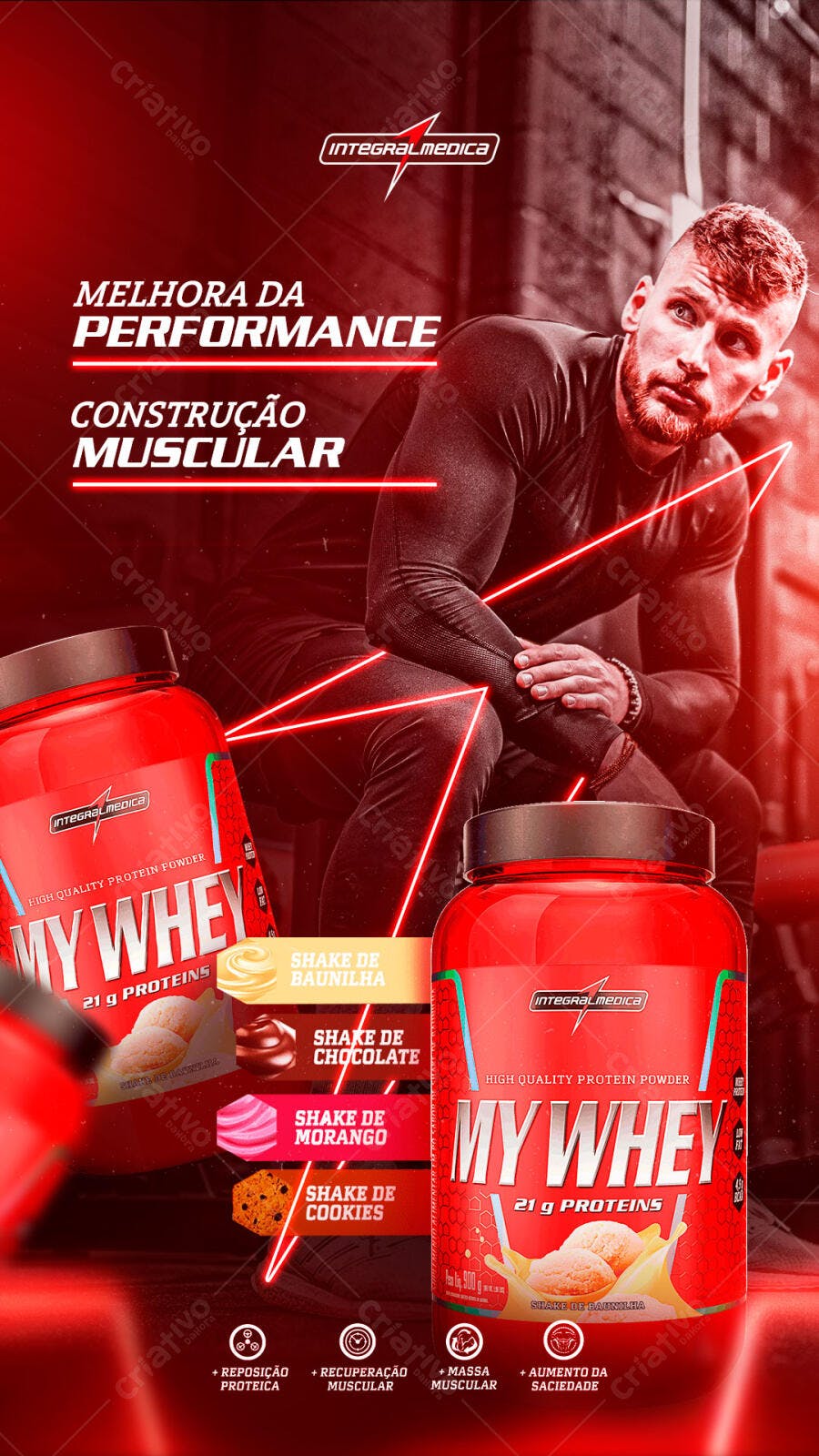 Flyer Suplemento Academia Performance Muscular PSD Editável