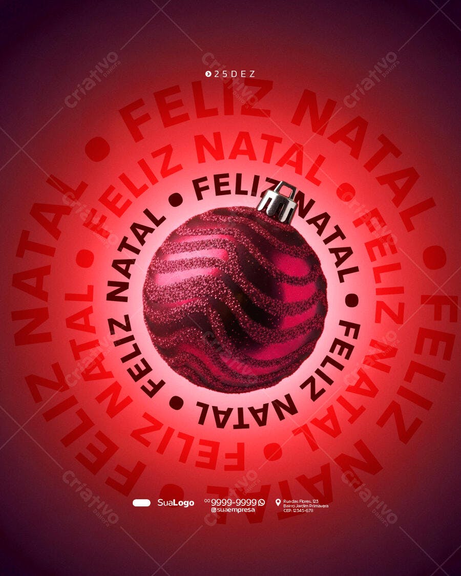 Post Redes Sociais para Feliz Natal 25 Dezembro PSD Editável