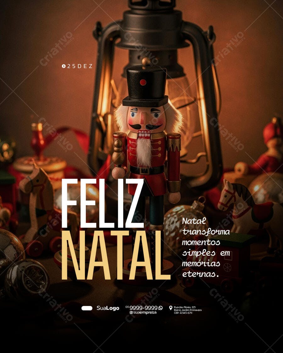 Flyer Natal Quebra-Nozes Lanterna Vintage PSD Editável