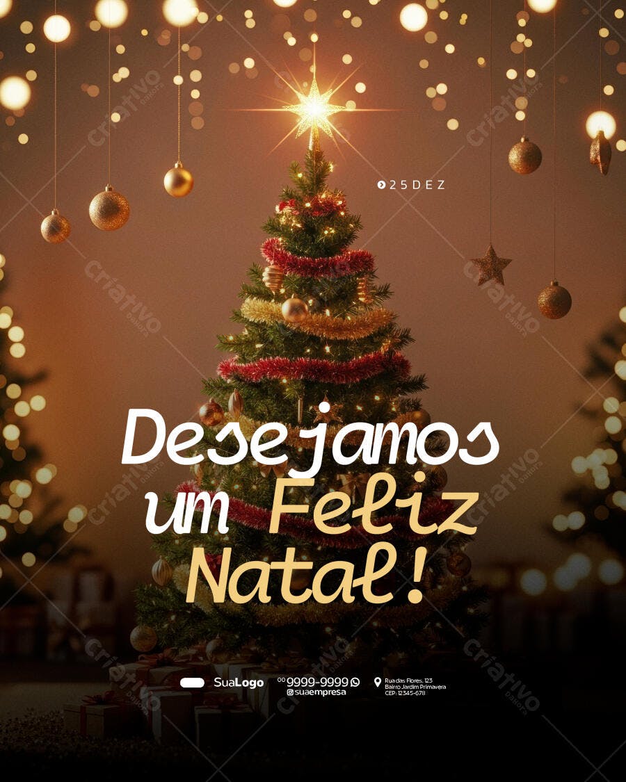 Flyer Natalino Desejamos um Feliz Natal PSD Editável