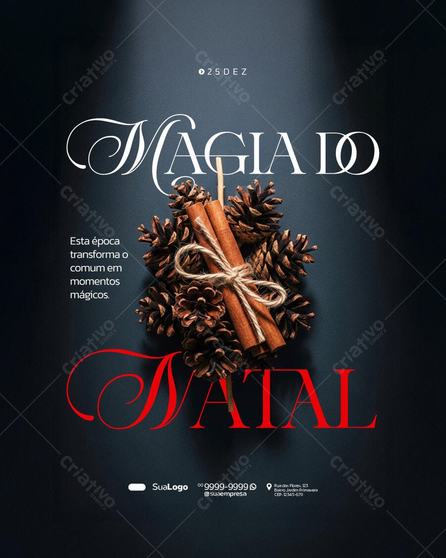 Flyer Magia do Natal Pinhas e Canela PSD Editável