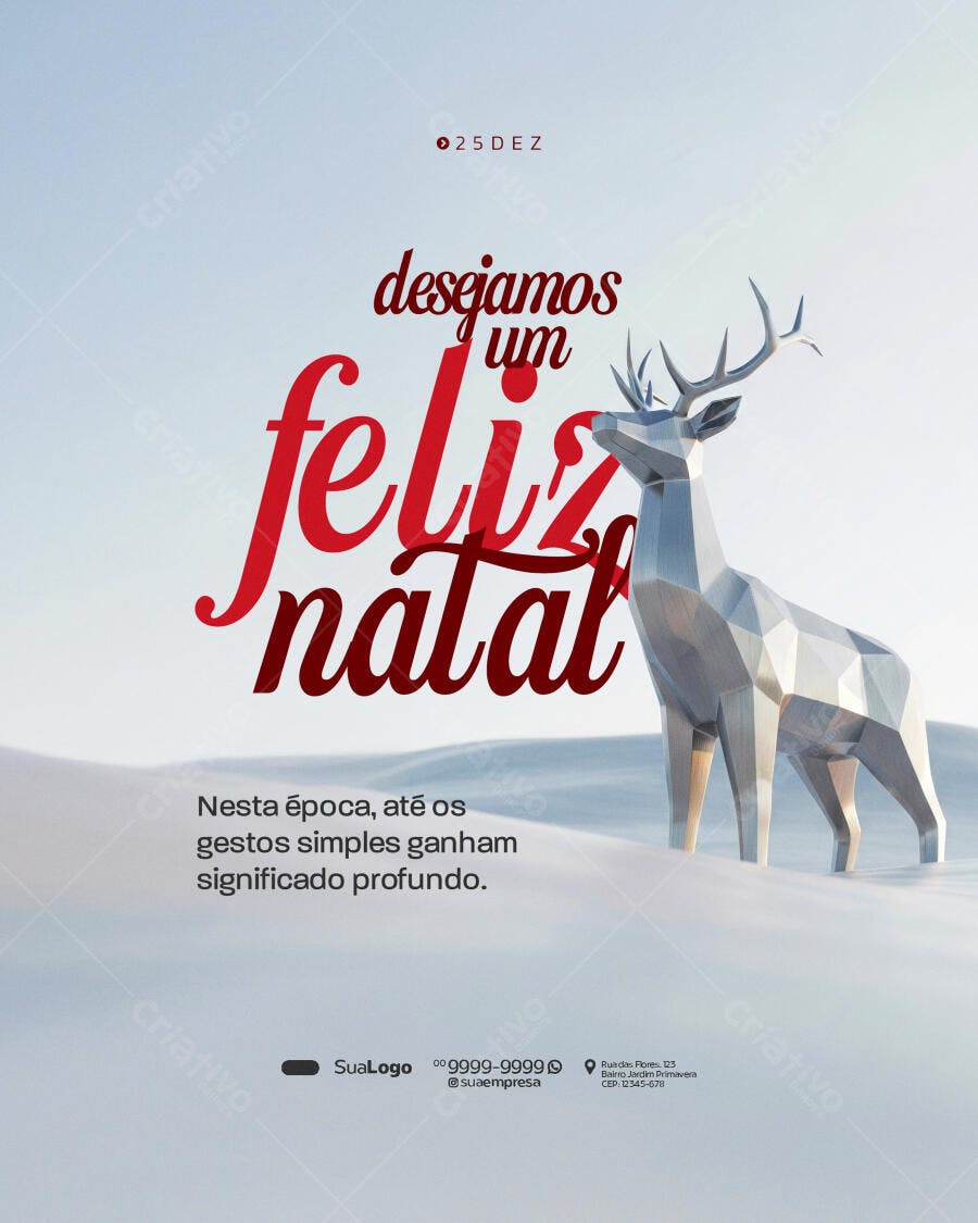Flyer Natalino Cervo Geométrico Feliz Natal PSD Editável