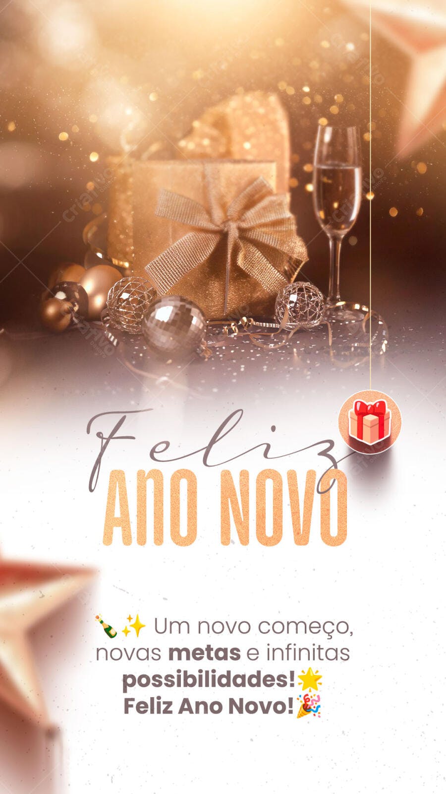 Post Instagram Feliz Ano Novo Elegante PSD Editável