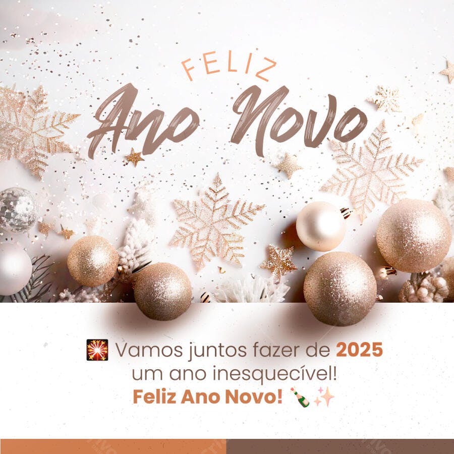 Post Redes Sociais Feliz Ano Novo 2025 PSD Editável