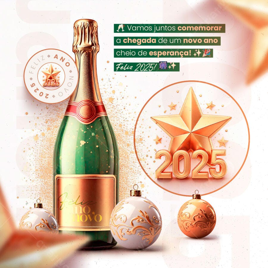 Flyer de Ano Novo 2025 e Esperança PSD Editável