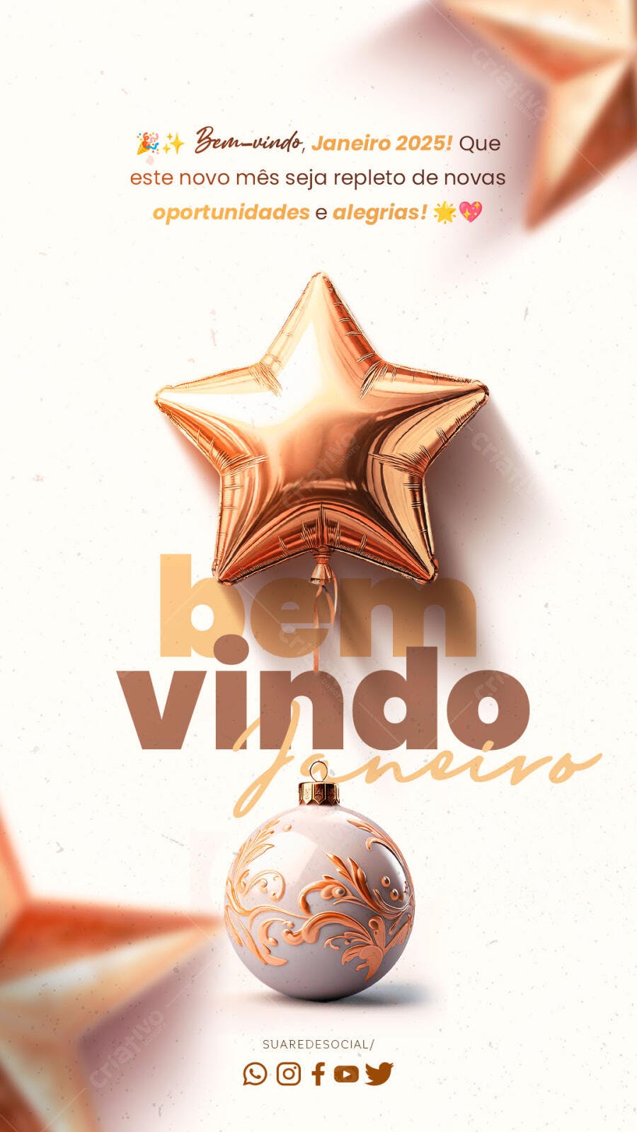 Flyer Bem-vindo Janeiro 2025 Oportunidades e Alegrias PSD Editável