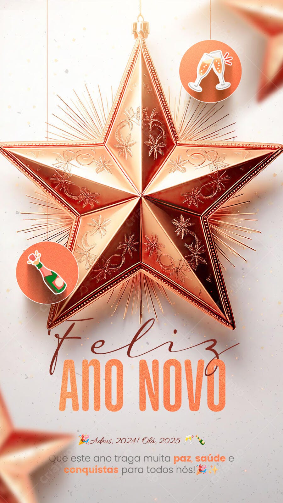 Post Redes Sociais Feliz Ano Novo 2025 PSD Editável
