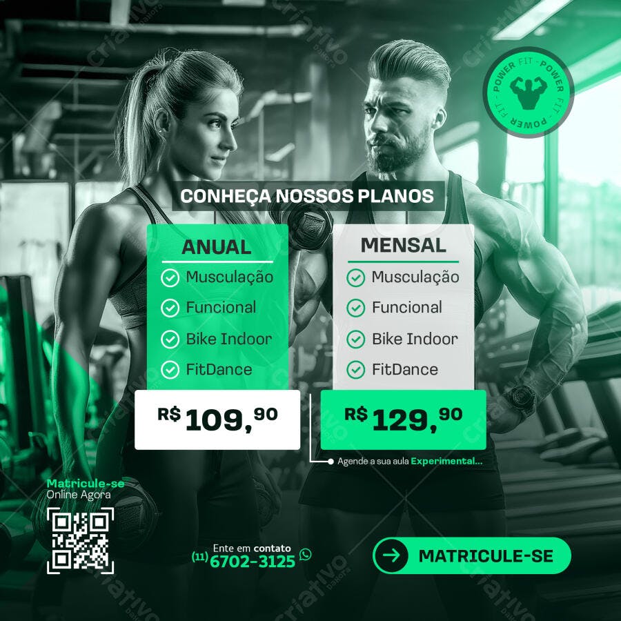 Flyer Academia Planos Musculação e FitDance PSD Editável