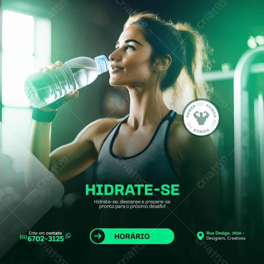 Flyer Fitness Hidrate-se na Academia PSD Editável