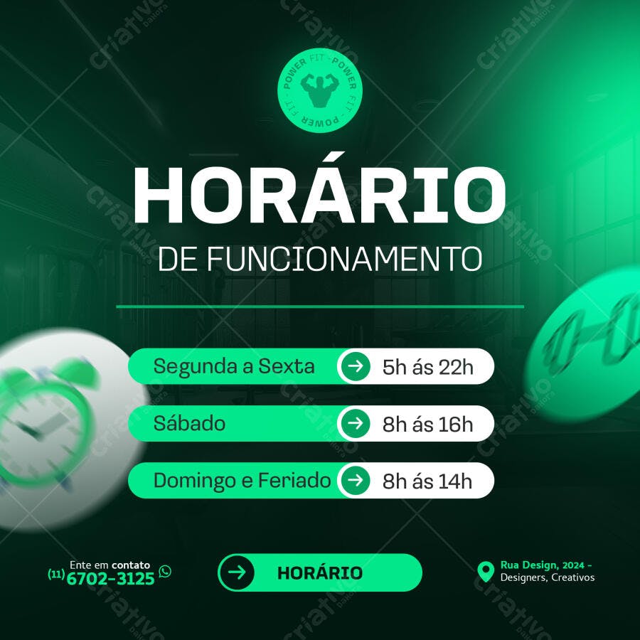 Flyer Horário Academia Fitness PSD Editável