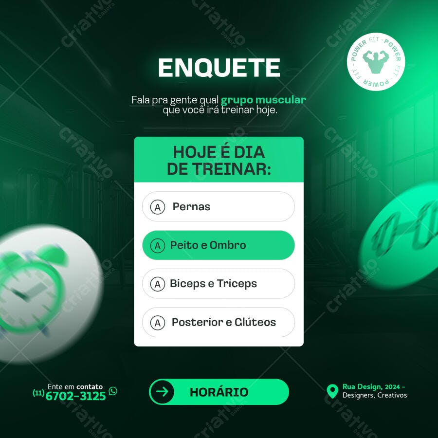 Post de Instagram para Enquete de Treino de Academia PSD Editável