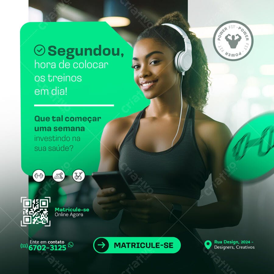 Post Redes Sociais Segundou Treino Fitness PSD Editável
