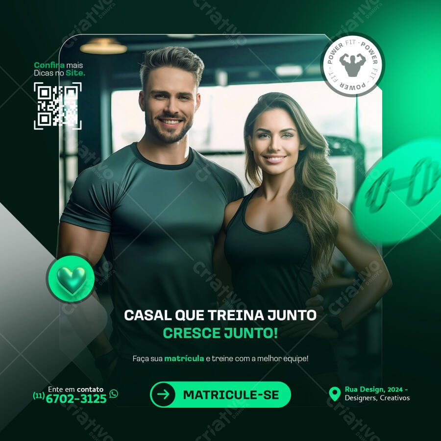 Flyer Academia Casal Fitness Promoção PSD Editável