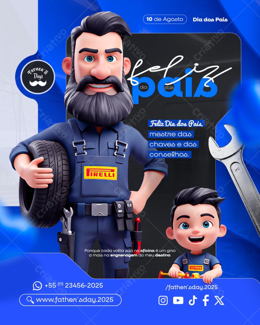 Post para Redes Sociais Dia dos Pais Mecânico PSD Editável