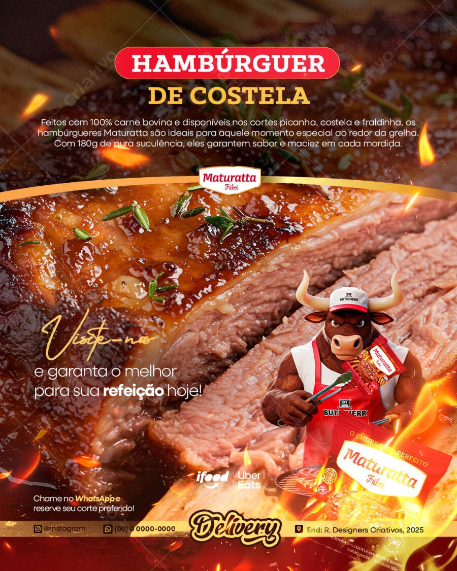 Flyer Delivery Hambúrguer de Costela Maturatta Friboi PSD Editável
