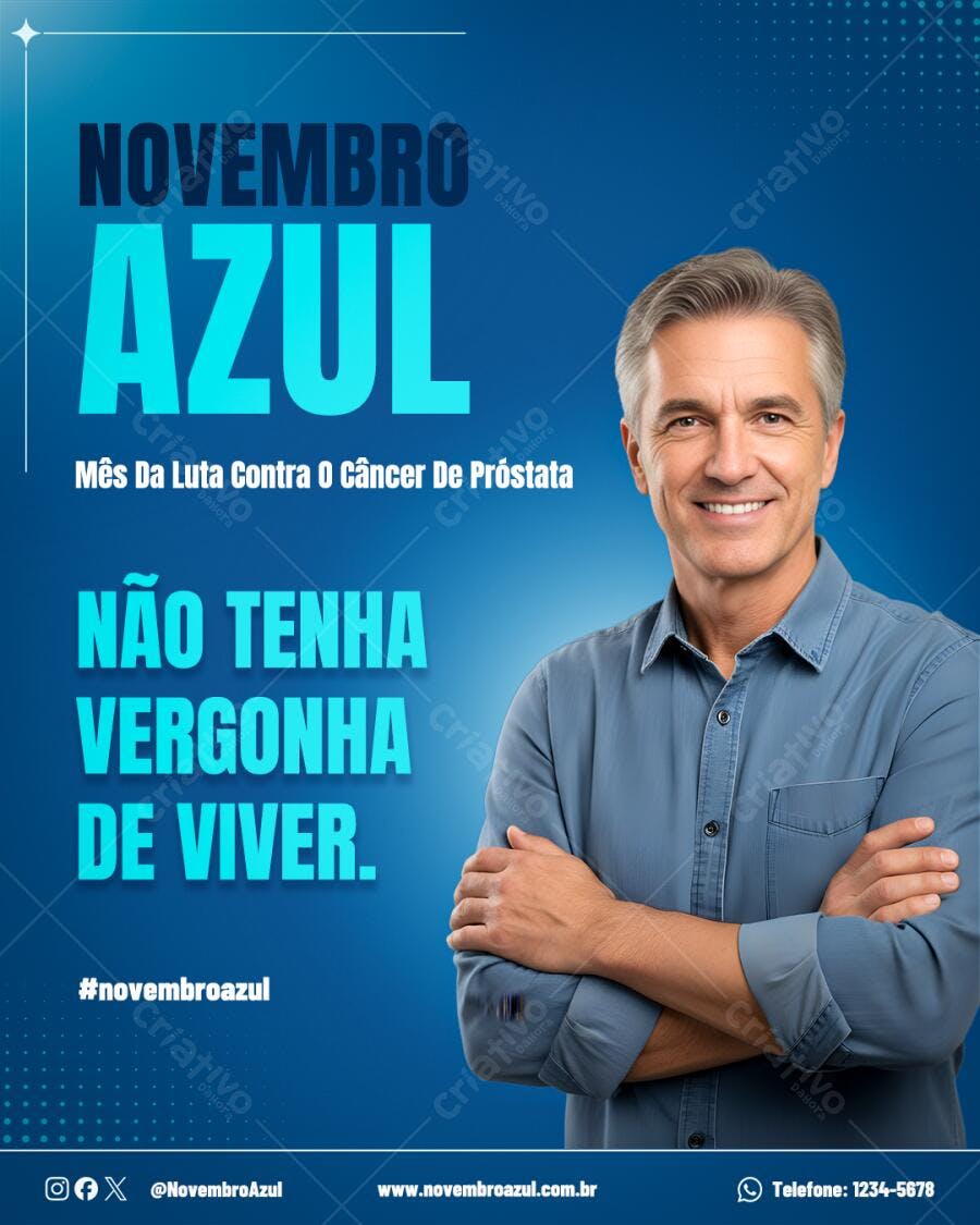 Flyer Novembro Azul Câncer de Próstata PSD Editável