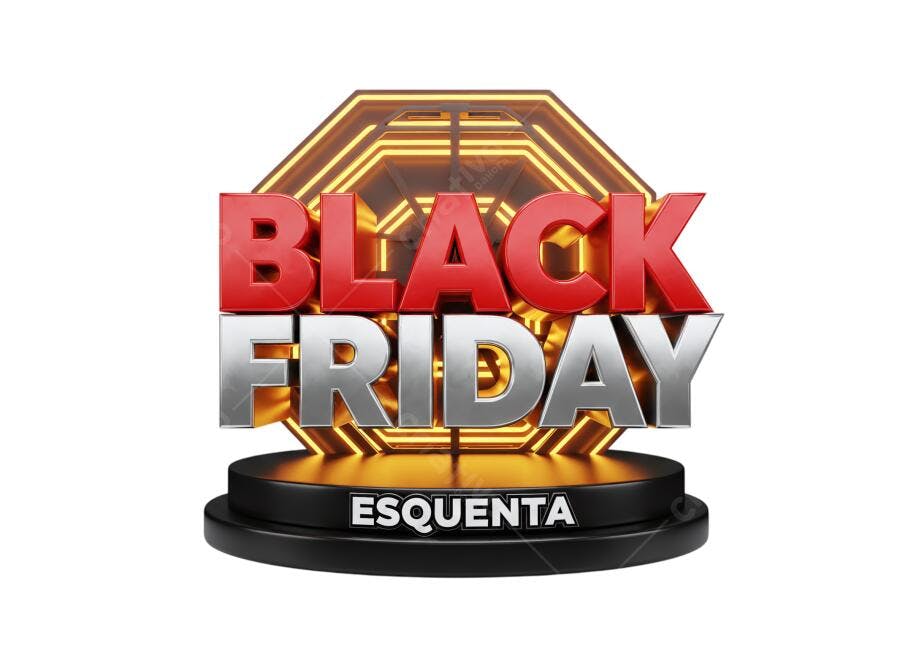Elemento Gráfico Black Friday Esquenta 3D Vermelho Prata PNG com fundo transparente