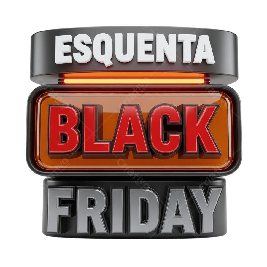 Selo Promocional Esquenta Black Friday 3D PNG com fundo transparente