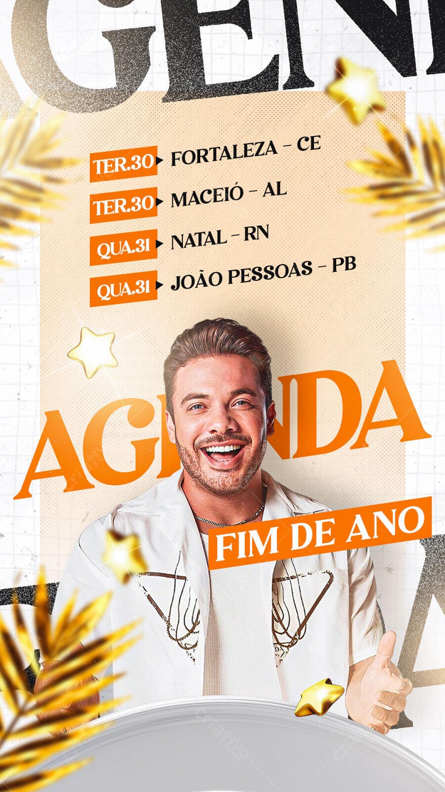 Flyer Agenda de Shows Fim de Ano com Cantor PSD Editável
