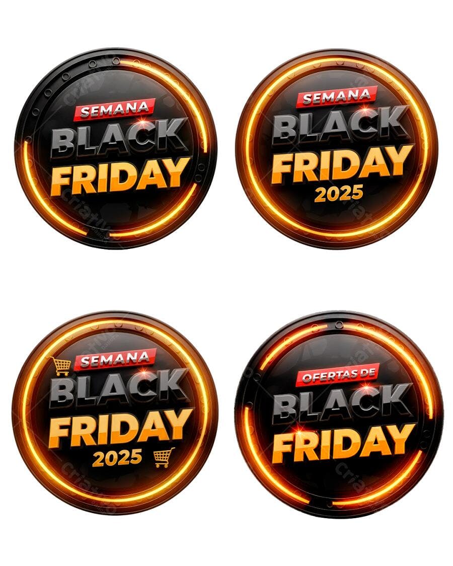 Selo Black Friday 2025 Semana e Ofertas PNG com fundo transparente