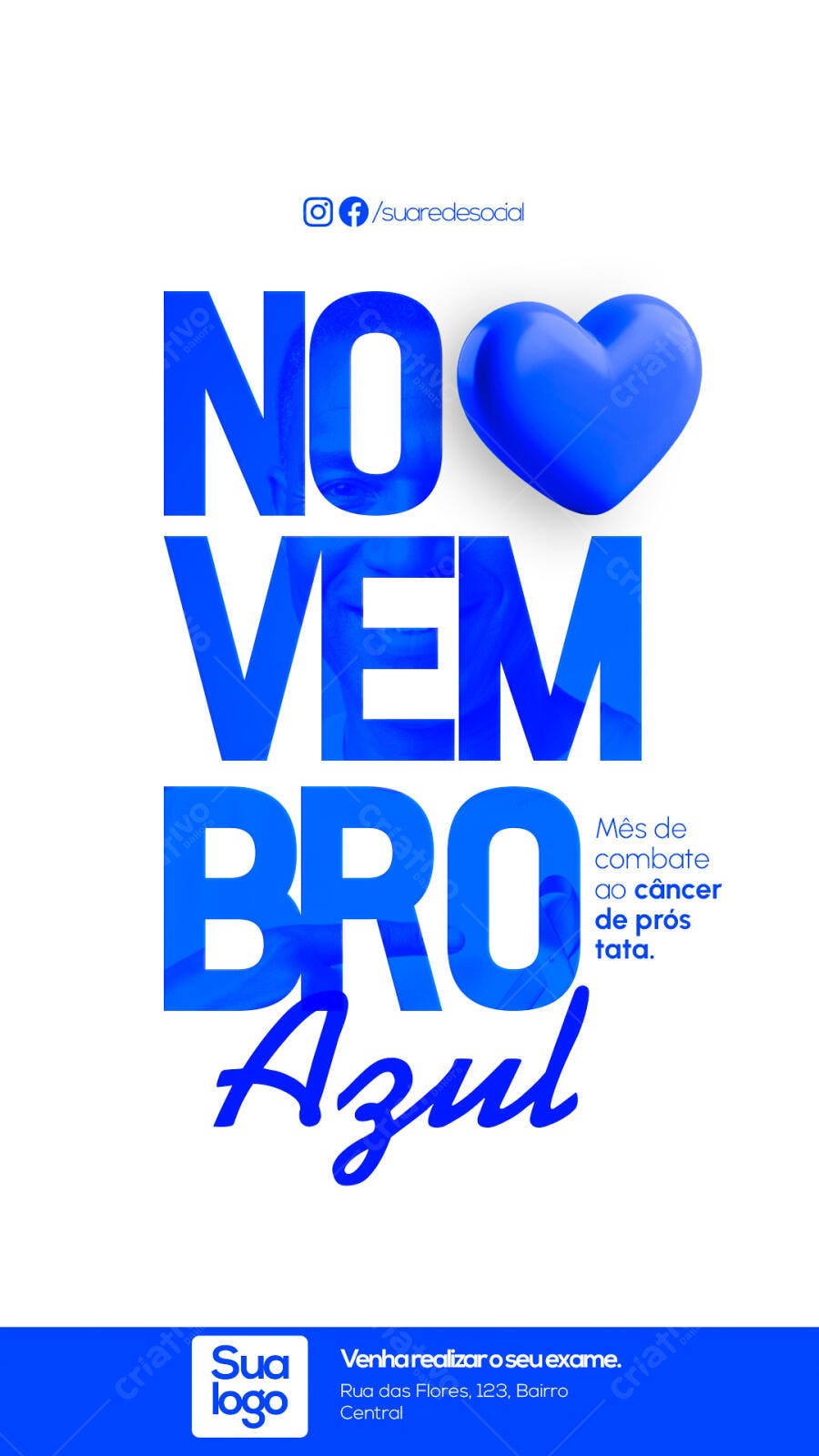 Post Redes Sociais Novembro Azul Câncer Próstata PSD Editável