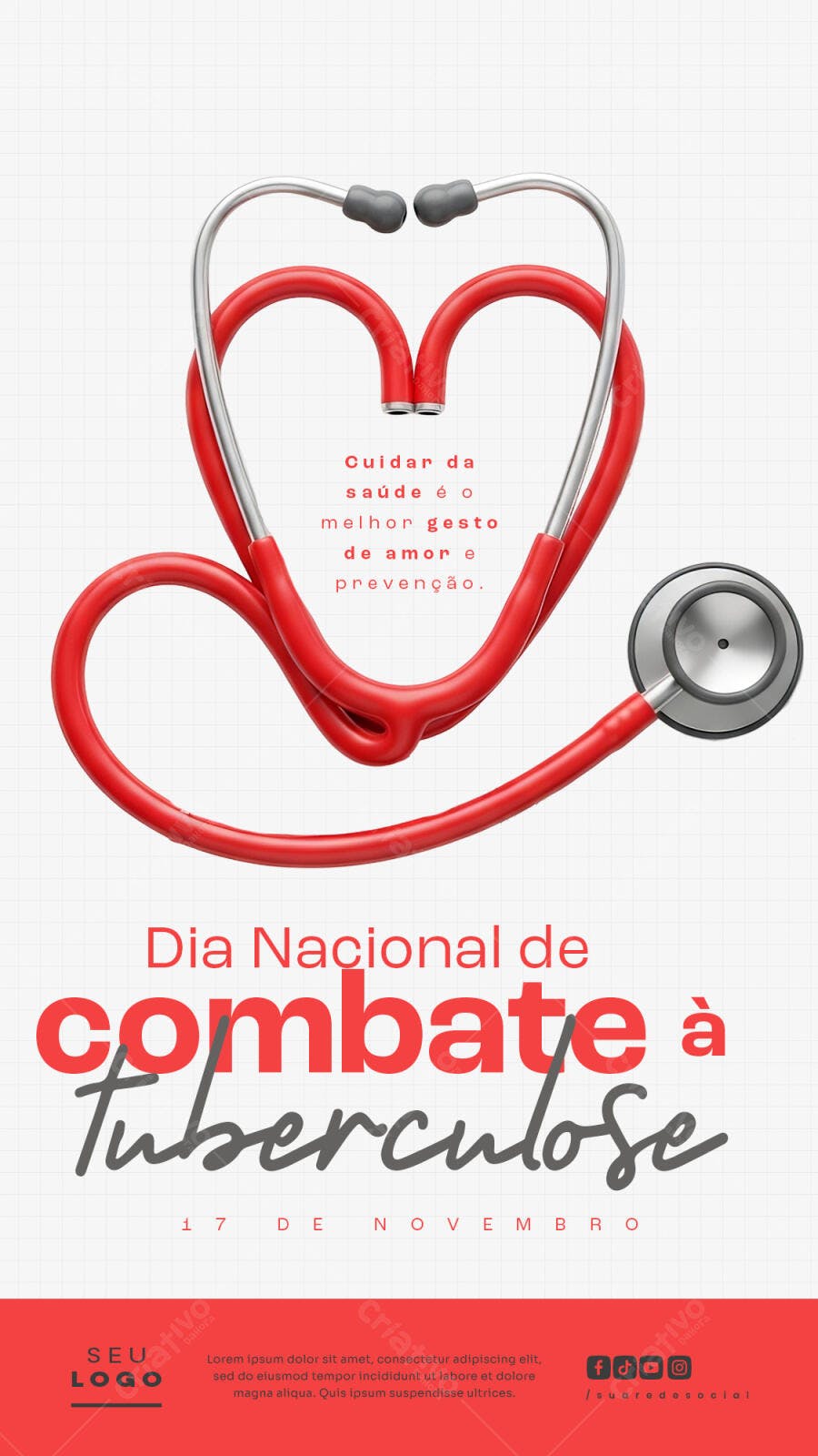 Post para Redes Sociais para Dia Nacional de Combate à Tuberculose PSD Editável