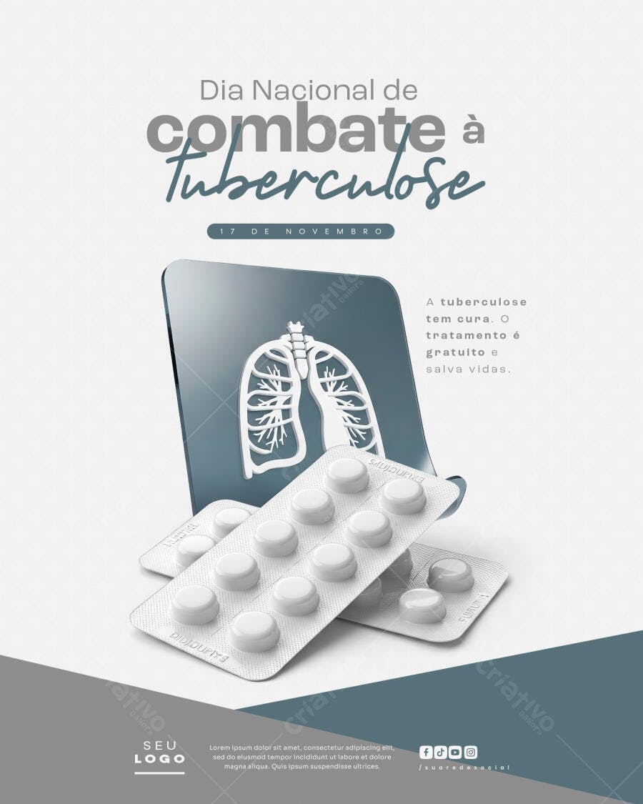 Flyer para Dia Nacional de Combate à Tuberculose PSD Editável