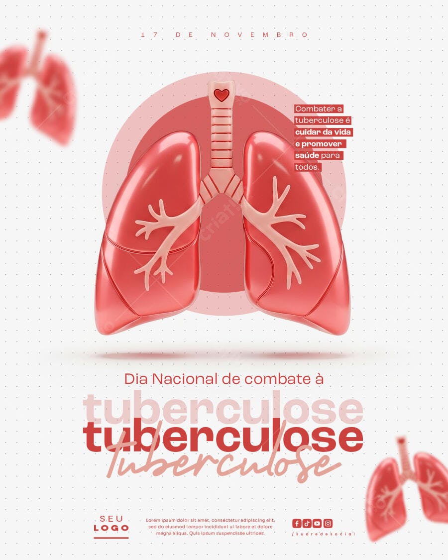 Flyer Dia Nacional Combate Tuberculose 17 Novembro PSD Editável