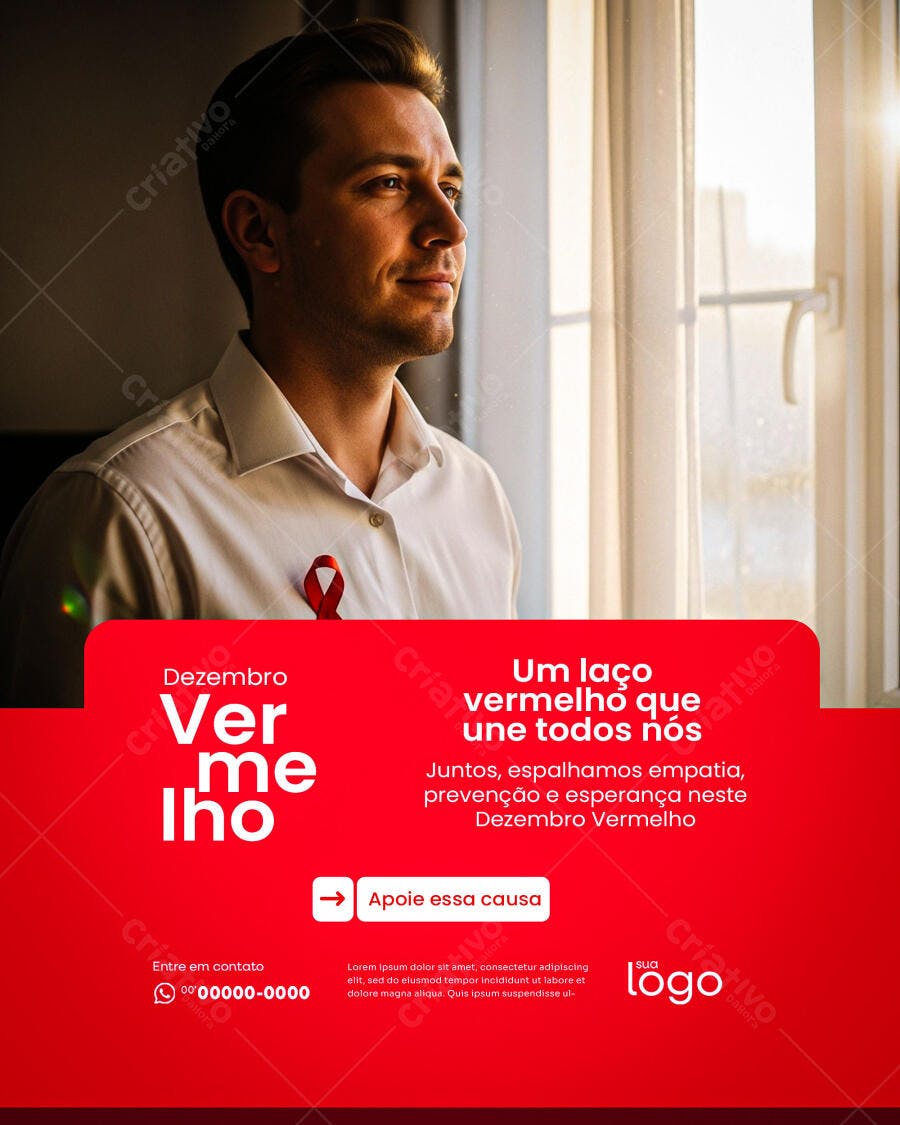 Flyer Dezembro Vermelho Conscientização PSD Editável
