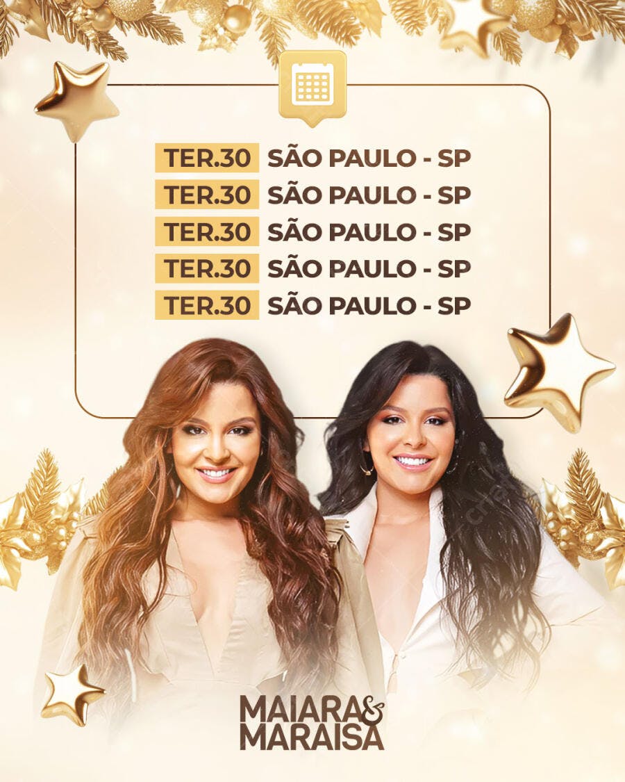 Flyer Show Sertanejo Maiara e Maraisa São Paulo PSD Editável